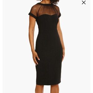 NWT. Maggy London. Illusion Short Sleeve Midi Sheath Dress.Size-14